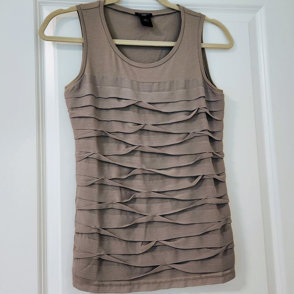 Ann Taylor Ruffled Tank Top Taupe